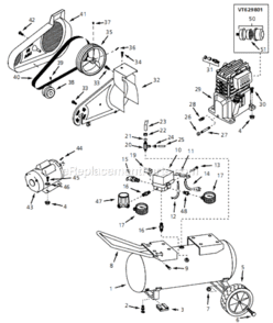 Page A Diagram and Parts List for VT629002 1997 Campbell Hausfeld Compressor
